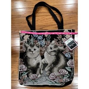 NWT Cat Kitten Tapestry Tote Shopping Bag Arlee Home Fashions Vintage